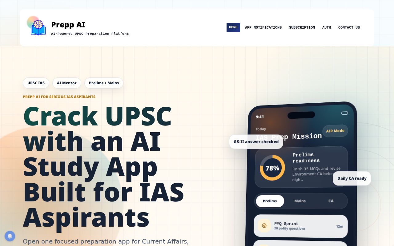 PrepAI website preview